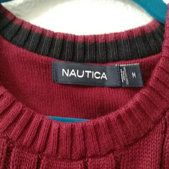 Nautica Men's Cable Knit Crew Neck Sweater in Red - Picture 5 of 6